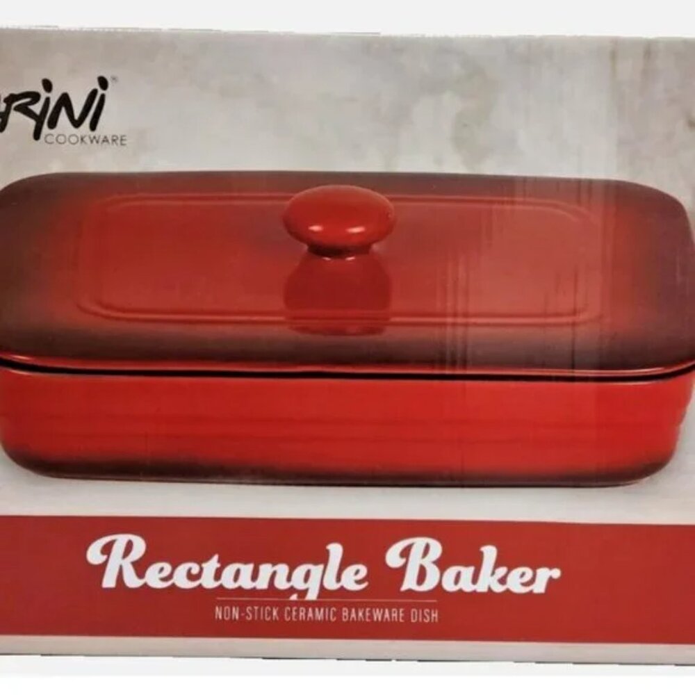 Rectangle Baker Non-Stick Ceramic Bakeware Dish - Red color and new with box